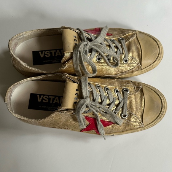 EUC GOLDEN GOOSE GOLD GGDB VSTAR2 SIZE 39 LACE UP SNEAKER SHOES - Picture 6 of 12